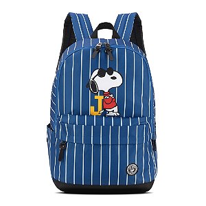 Mochila Escolar Juvenil Básica Snoopy Azul