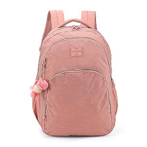 Mochila Laptop Up4you Crinkle Chaveiro Pelúcia Nude