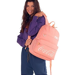 Mochila Coca-Cola Vibes Notebook Costas Adulto Juvenil Rosa