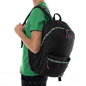 Mochila Feminina Masculina Escolar Notebook Coca-Cola Highlight Preta