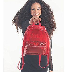 Mini Mochila Bolsa Feminina Costas Coca-Cola Blur Vermelha