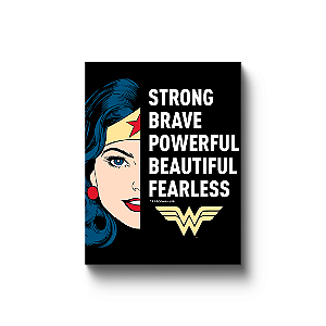 Quadro Decorativo Geek Metal 20x26cm Wonder Woman Strong Brave