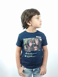 Camiseta Infantil Importada Zara Boys Azul Marinho Monkey