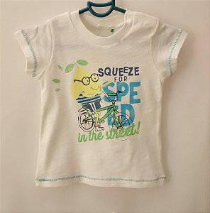 Camiseta Infantil Bebê Benetton Baby Boys Branca Bike Limão