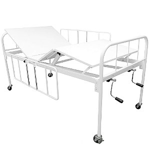 Cama Hospitalar Manual 2 Manivelas e Grades em Aço Carbono