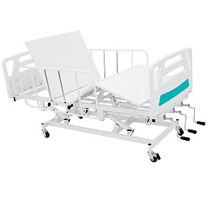 Cama Hospitalar 3 Manivelas Grades de Aço