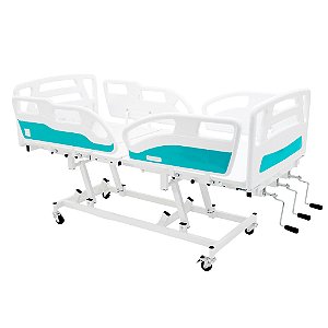 Cama Hospitalar Manual 3 Manivelas Grades em ABS