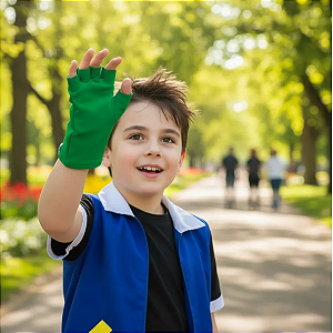 Luva Verde Infantil Fantasia Ash Pokémon