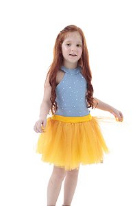 Saia Princesa Tutu AMARELA com glitter
