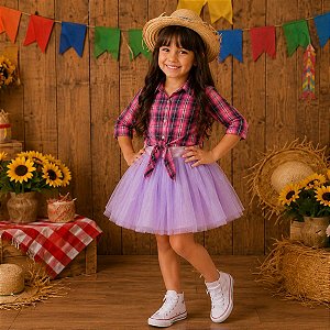 Saia Princesa Tutu LILÁS com glitter