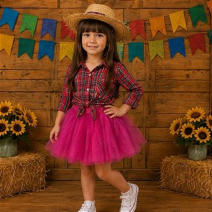 Saia Princesa Tutu PINK com glitter
