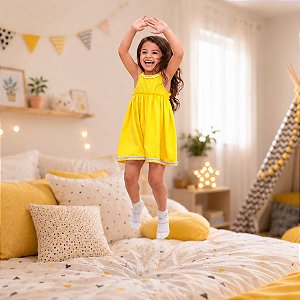 Camisola Infantil Amarela Alegre - ALGODÃO