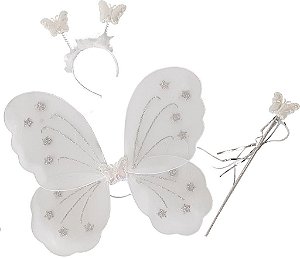 Kit Fada Branco - Asas, tiara e varinha