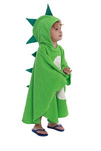 Fantasia Roupão Atoalhado Dinossauro Fofo Verde - ALGODÃO