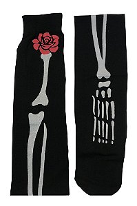 Meia 7/8 Ossos de Esqueleto com Rosas