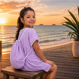 Saída de Praia Atoalhada Lilás - túnica + BRINDE mochilinha