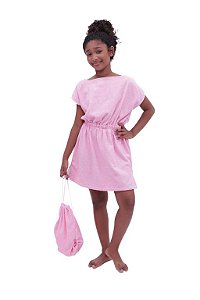 Saída de Praia Atoalhada Rosa - túnica + BRINDE mochilinha