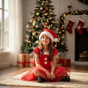 Fantasia Mamãe Noel - body, saia tutu e gorro