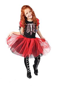 Fantasia Esqueleto Vermelho - body e saia tutu