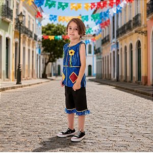 Roupa de Frevo AZUL Menino LUXO