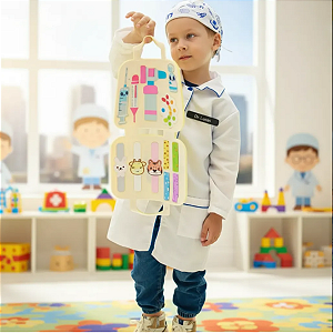 Fantasia Médico Infantil Azul Completa com Maleta
