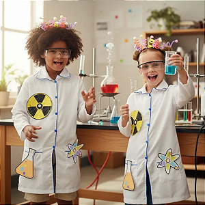 Fantasia Cientista Infantil Azul Jaleco + Óculos COMPLETA