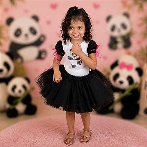 Fantasia Panda Gracioso - body e saia tutu