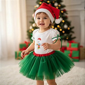 Fantasia Boneco de Neve Quentinho - body, saia tutu e gorro
