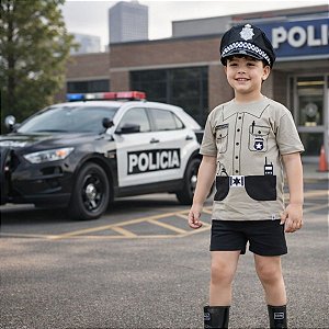 Fantasia Policial | ALGODÃO | CAMISETA + SHORTS
