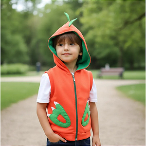 Fantasia Dinossauro Infantil Colete com Capuz Laranja