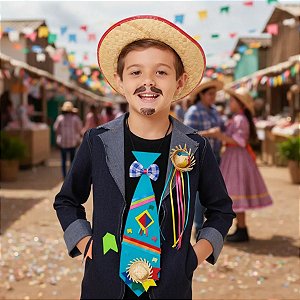 Paletó Infantil Noivo Festa Junina JEANS + BRINDE BROCHE