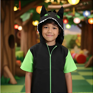 Fantasia Infantil Colete Banguela Dragão com Capuz