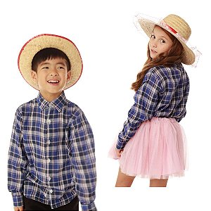Camisa Xadrez Infantil AZUL Céu Estrelado