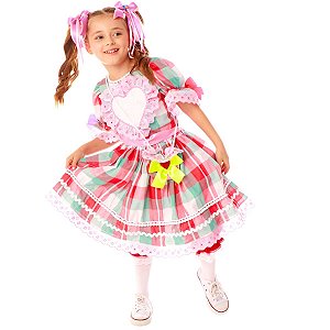 Vestido Festa Junina Brigadeiro Rosa + BRINDE BOLSINHA