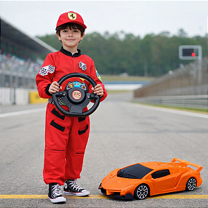 Fantasia Infantil Piloto de Carros F1 - Profissão | Brinde CARRO COM CONTROLE REMOTO