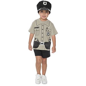 Fantasia Policial | ALGODÃO | CAMISETA + SHORTS + BOINA