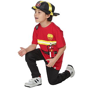Fantasia Bombeiro | ALGODÃO | CAMISETA + CALÇA + CHAPÉU