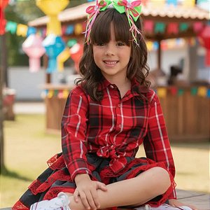 Camisa Festa Junina Xadrez VERMELHA Quadrilha - COUNTRY