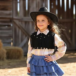Roupa Cowgirl CAMISA + COLETINHO + SAIA + GRAVATINHA + CHAPÉU