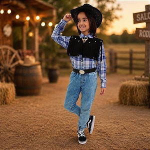 Roupa cowboy CAMISA +COLETE +GRAVATINHA +CHAPÉU +CINTO