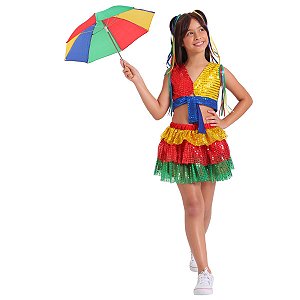 Roupa Frevo Luxo COMPLETO Infantil Menina  - 3 itens