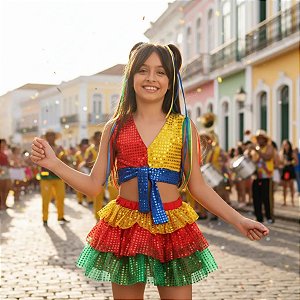 Roupa Frevo Luxo Infantil Menina BLUSA + SAIA