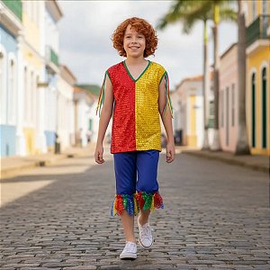 Roupa Frevo Luxo Infantil Menino BLUSA + BERMUDA