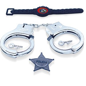 Super POLICIAL | Algemas + chaves + relógio + distintivo