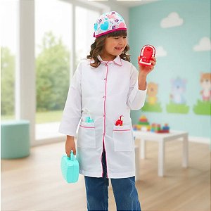 Fantasia DENTISTA Infantil ROSA | jaleco touca BRINDE MALETA