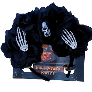 Tiara Ossos de Caveira com Rosas Pretas