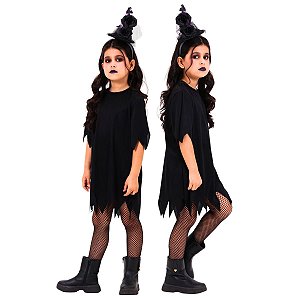 Fantasia Túnica Preta SEM Capuz Menina