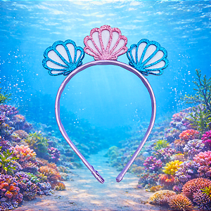 Tiara Sereia Infantil com Conchas em Glitter