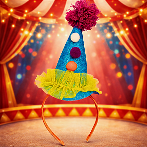 Tiara Palhaço Infantil Colorida Glitter e Tule