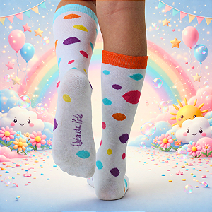 Meia Infantil Poá Colorido Confortável Divertida